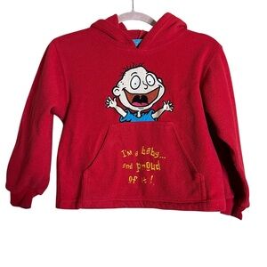 RARE 1998 Rugrats Tommy Pickles red fleece hoodie 
size 7/8
